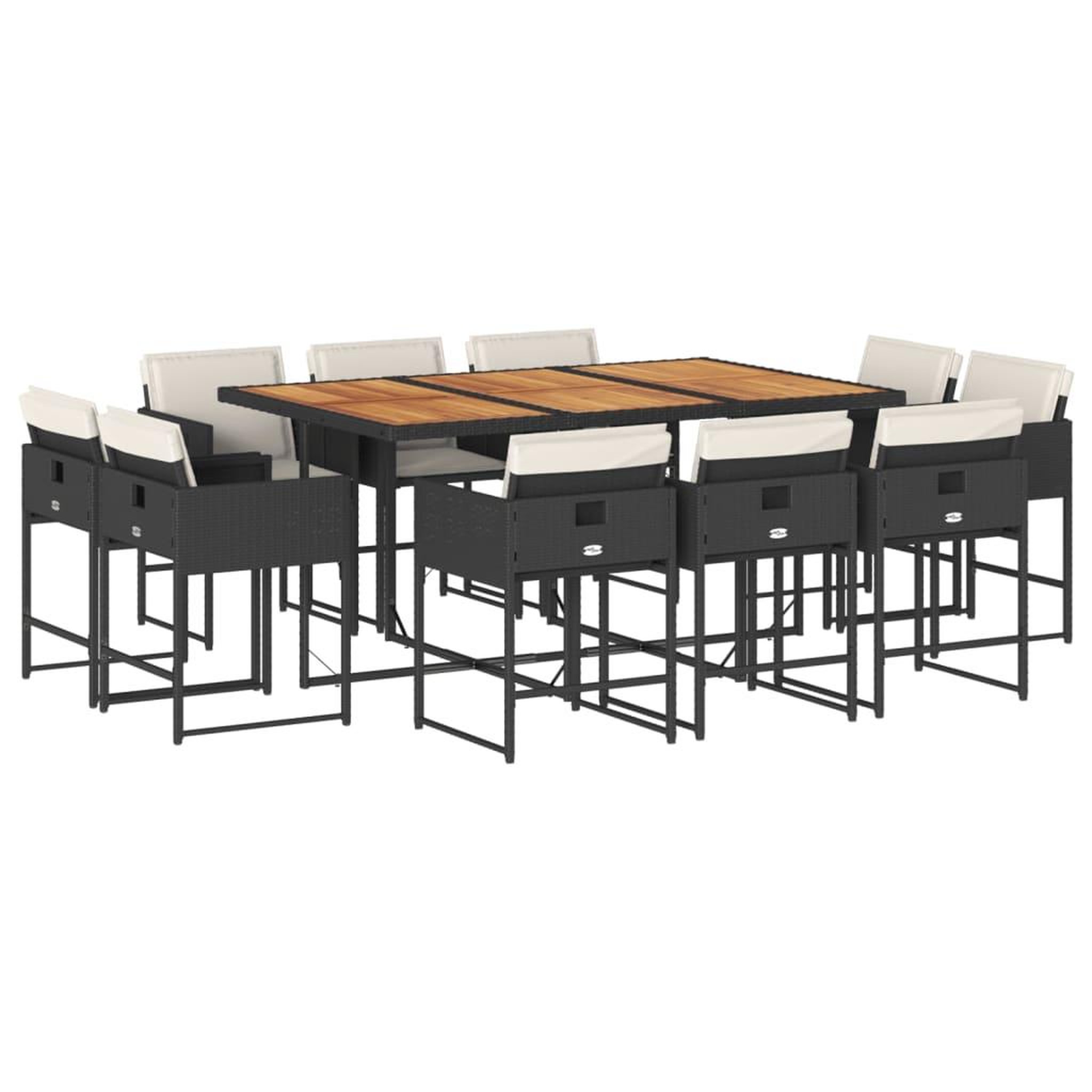 Voir la diapositive 2 : VIDAXL Ensemble a manger de jardin 11 pcs coussins noir resine tressee