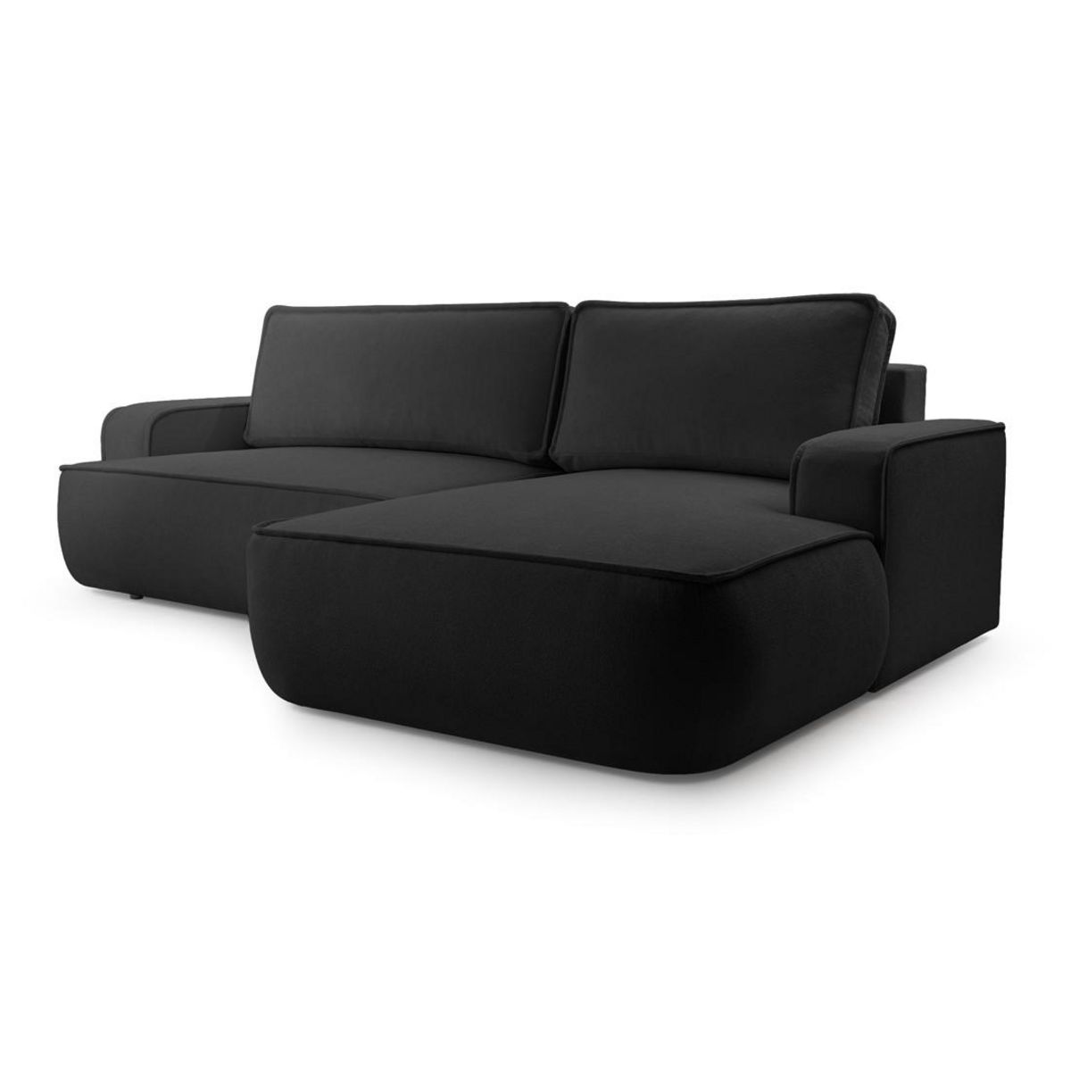 BEST MOBILIER Nessino - canapé d'angle droit 4 places - convertible avec coffre - en tissu texturé