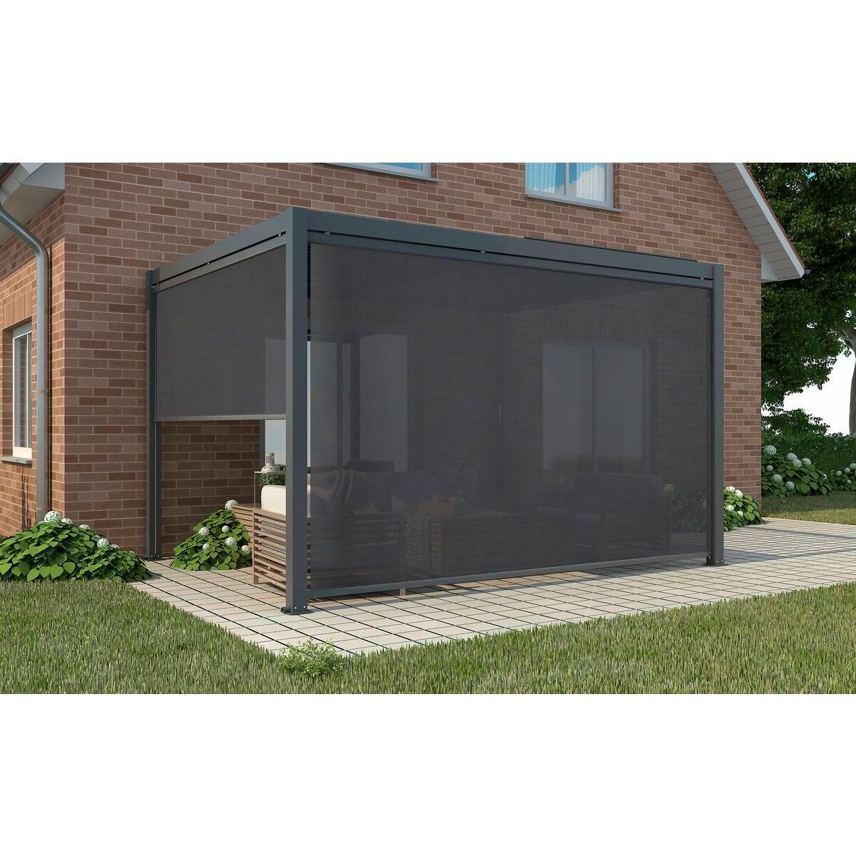Habitat et Jardin Store pergola bioclimatique - 277 x 208 cm - Gris anthracite
