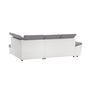Voir la diapositive 5 : Canapé d'angle droit  convertible avec coffre et repose tête réglable en tissu gris + pu blanc RECITAL
