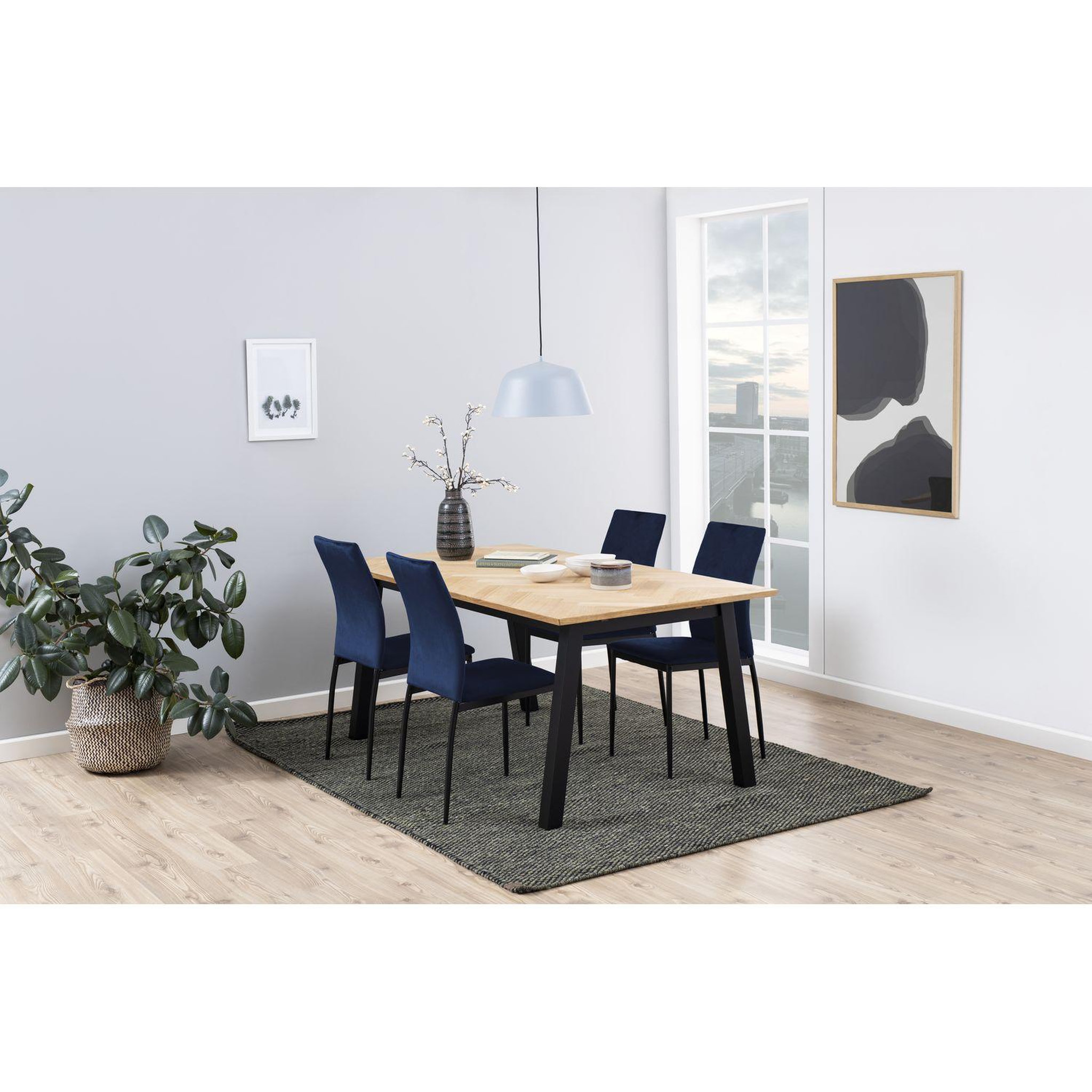 Voir la diapositive 2 : TOILINUX Lot de 4 Chaises de salle à manger Julia en tissu et métal