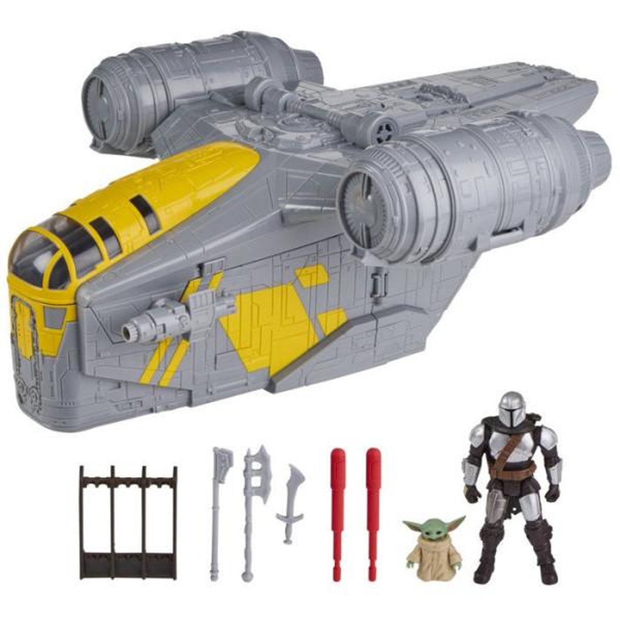 HASBRO Véhicule Mandalorian Razor Crest et coffret 2-en-1 de 35 cm et figurines Mandalorien et Grogu, jouets pour enfants, dès 4 an