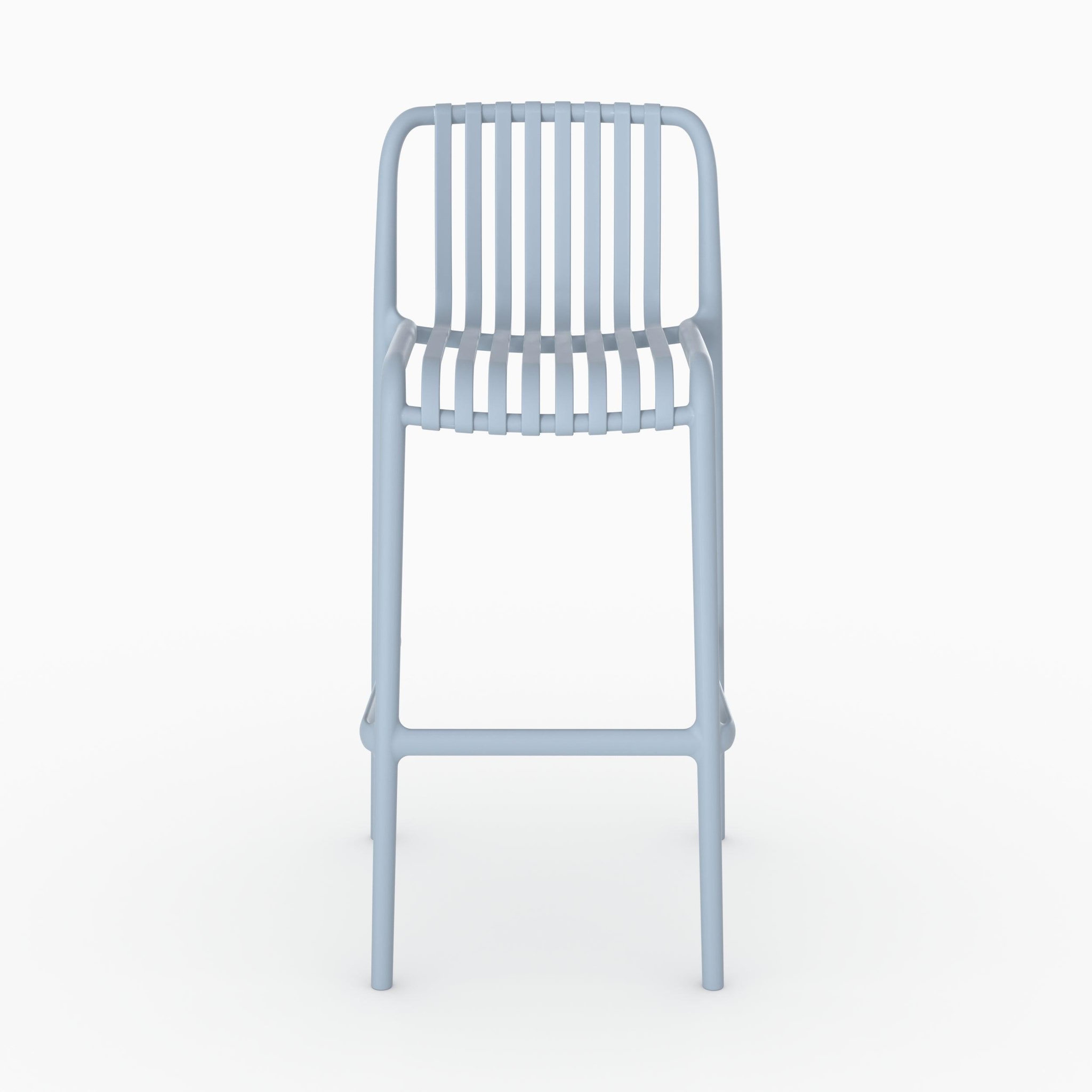 Voir la diapositive 3 : MAISON PAVANE Lot de 2 chaises de bar de jardin 76 cm en plastique bleu pastel-duli