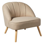 ATMOSPHERA Fauteuil en velours et pieds en bois NAOVA. Coloris disponibles : Blanc, Beige, Vert