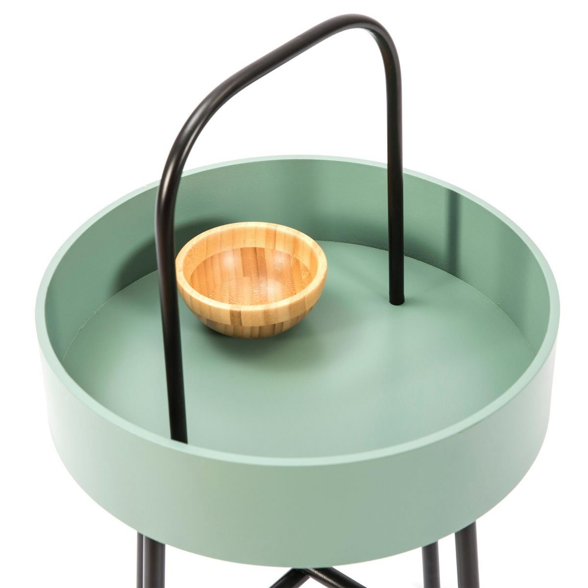 VS VENTA-STOCK Table auxiliaire Jaipur avec Plateau en MDF Vert et Structure métallique en Noir Mat