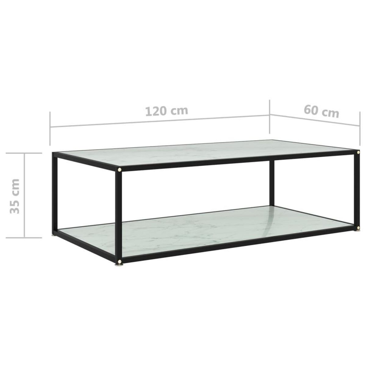 VIDAXL Table basse Blanc 120x60x35 cm Verre trempe