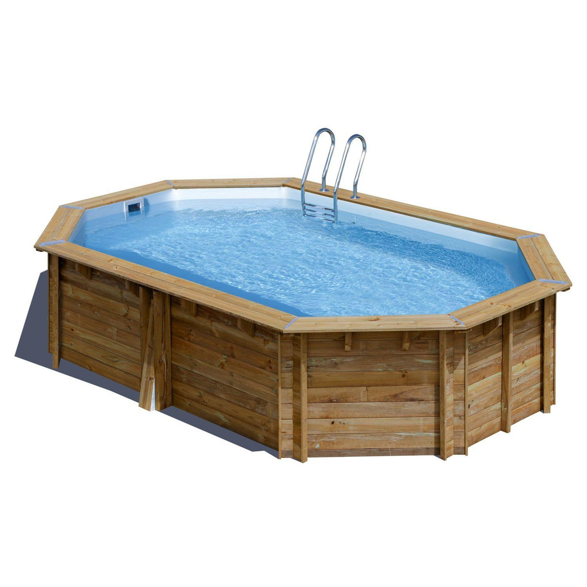GRE Piscine tubulaire ovale - Bois - 5,35x5,35x1,17 - CANNELLE 2