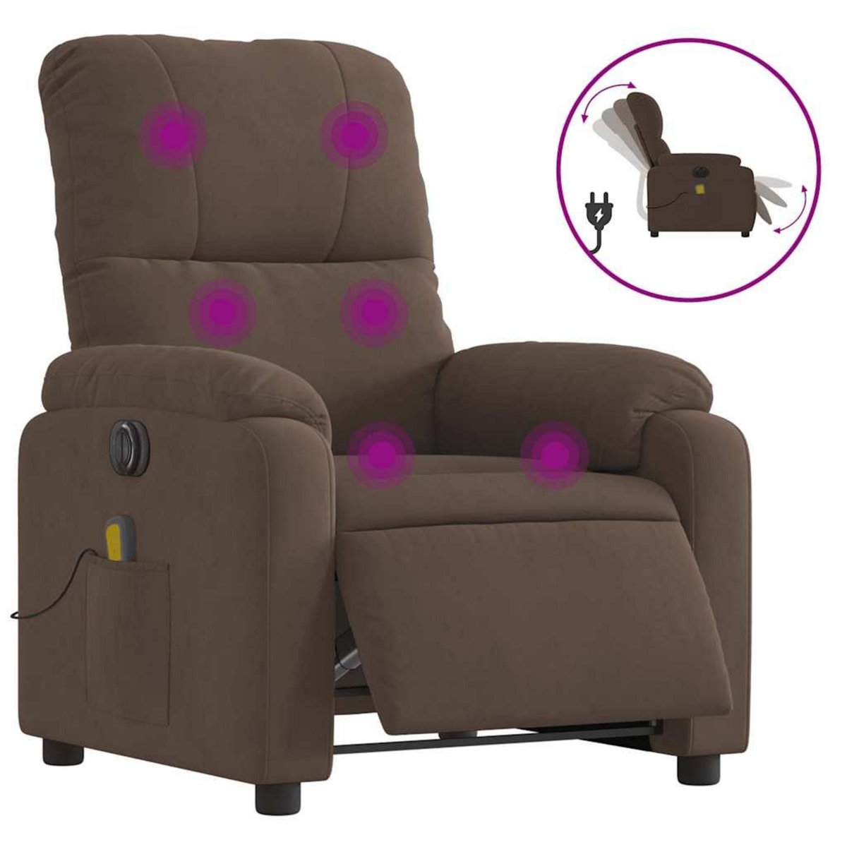 VIDAXL Fauteuil inclinable de massage electrique marron