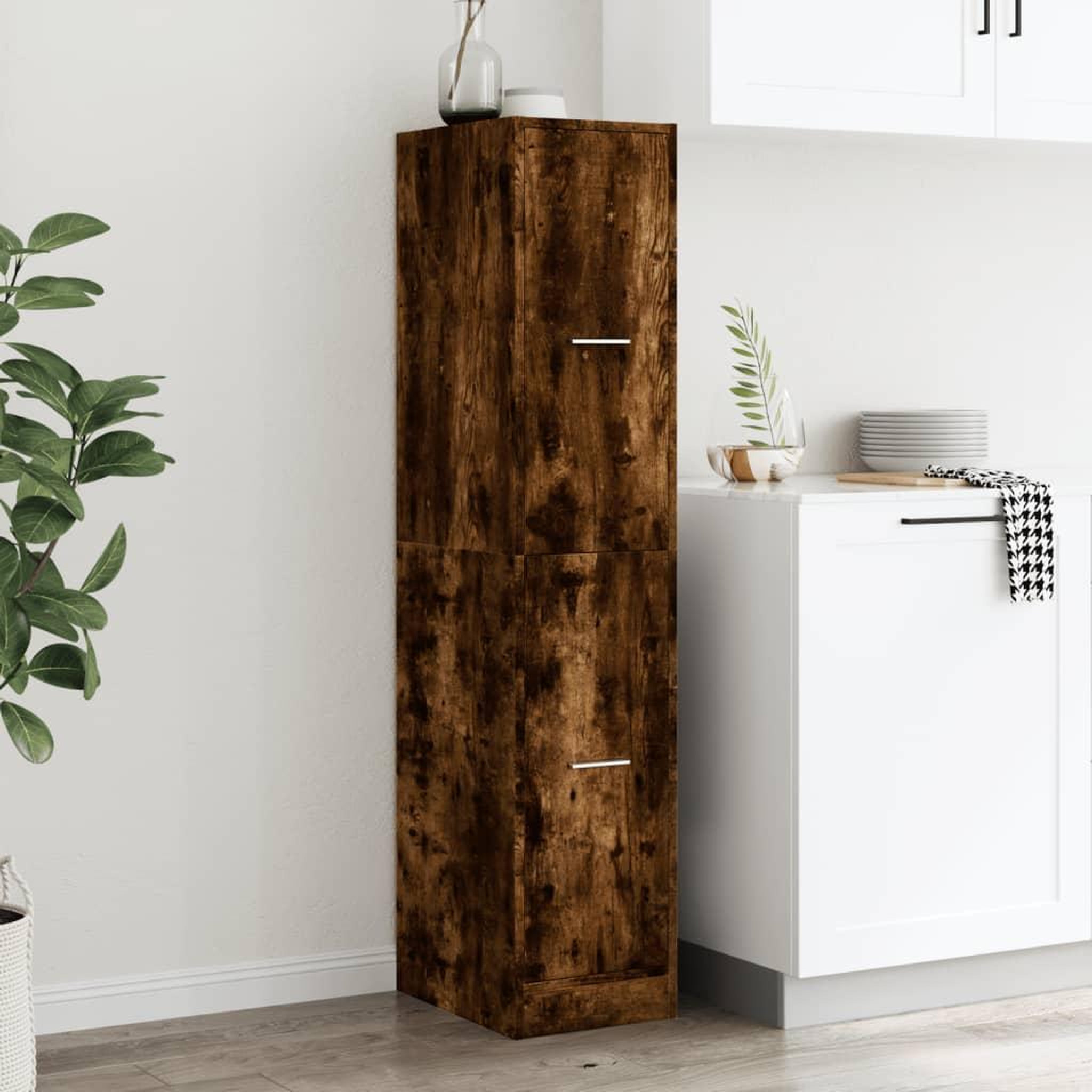 Voir la diapositive 4 : VIDAXL Armoire d'apothicaire chene fume 30x41x144,5 cm bois ingenierie