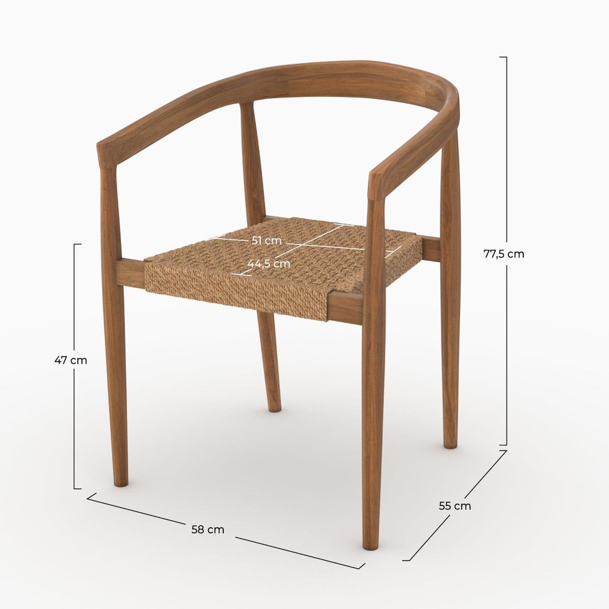 Rendez vous déco Lot de 2 chaises en bois de teck vernis et tissage synthétique-Bali