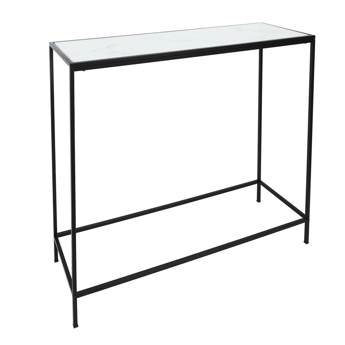 TOILINUX Console Felicy en métal et verre trempé - Noir et Blanc