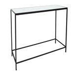 TOILINUX Console Felicy en métal et verre trempé - Noir et Blanc