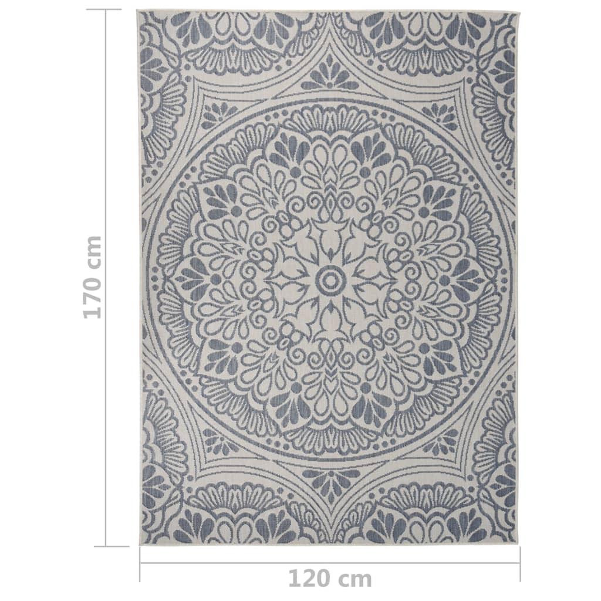 Voir la diapositive 6 : VIDAXL Tapis a tissage plat d'exterieur 120x170 cm Motif bleu