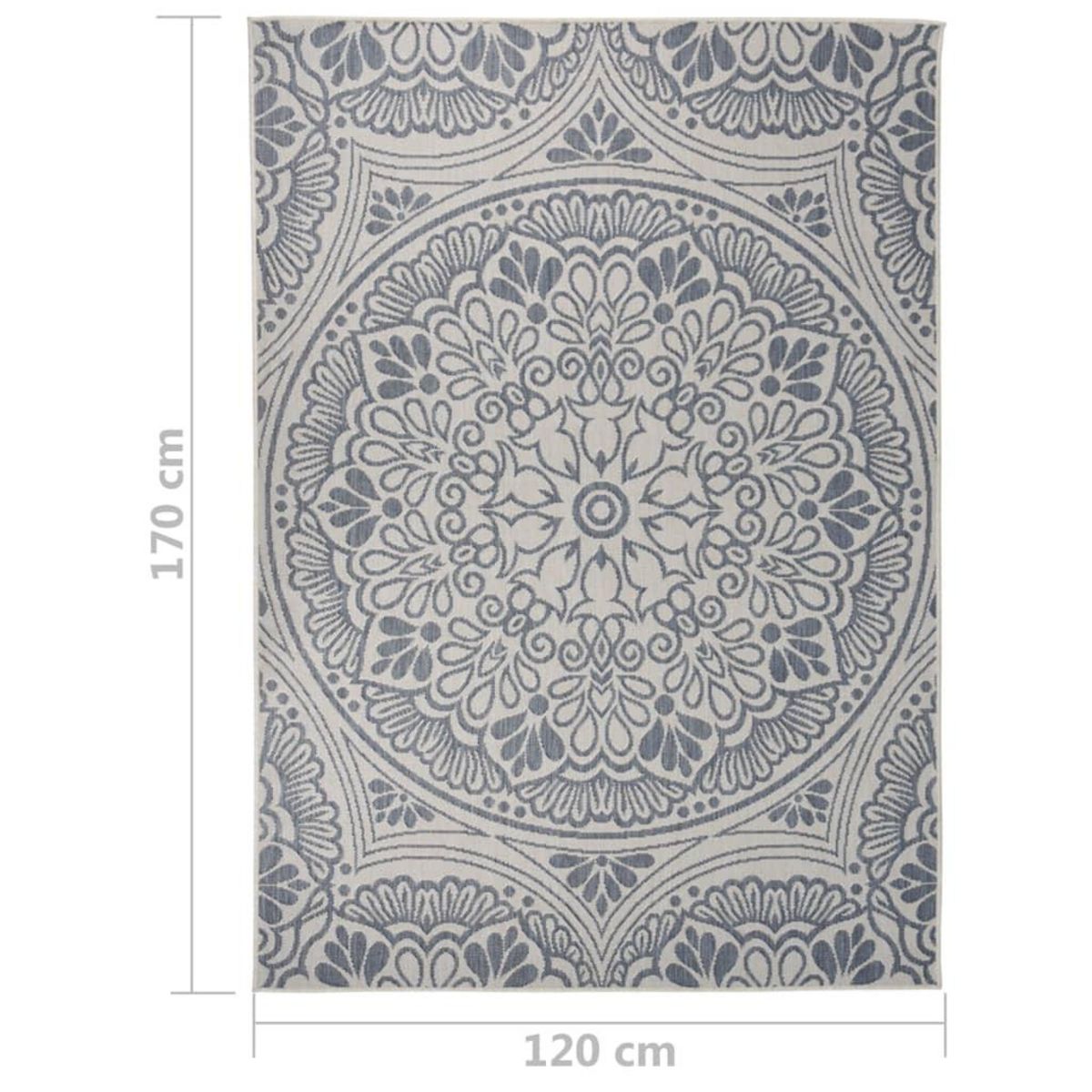 VIDAXL Tapis a tissage plat d'exterieur 120x170 cm Motif bleu