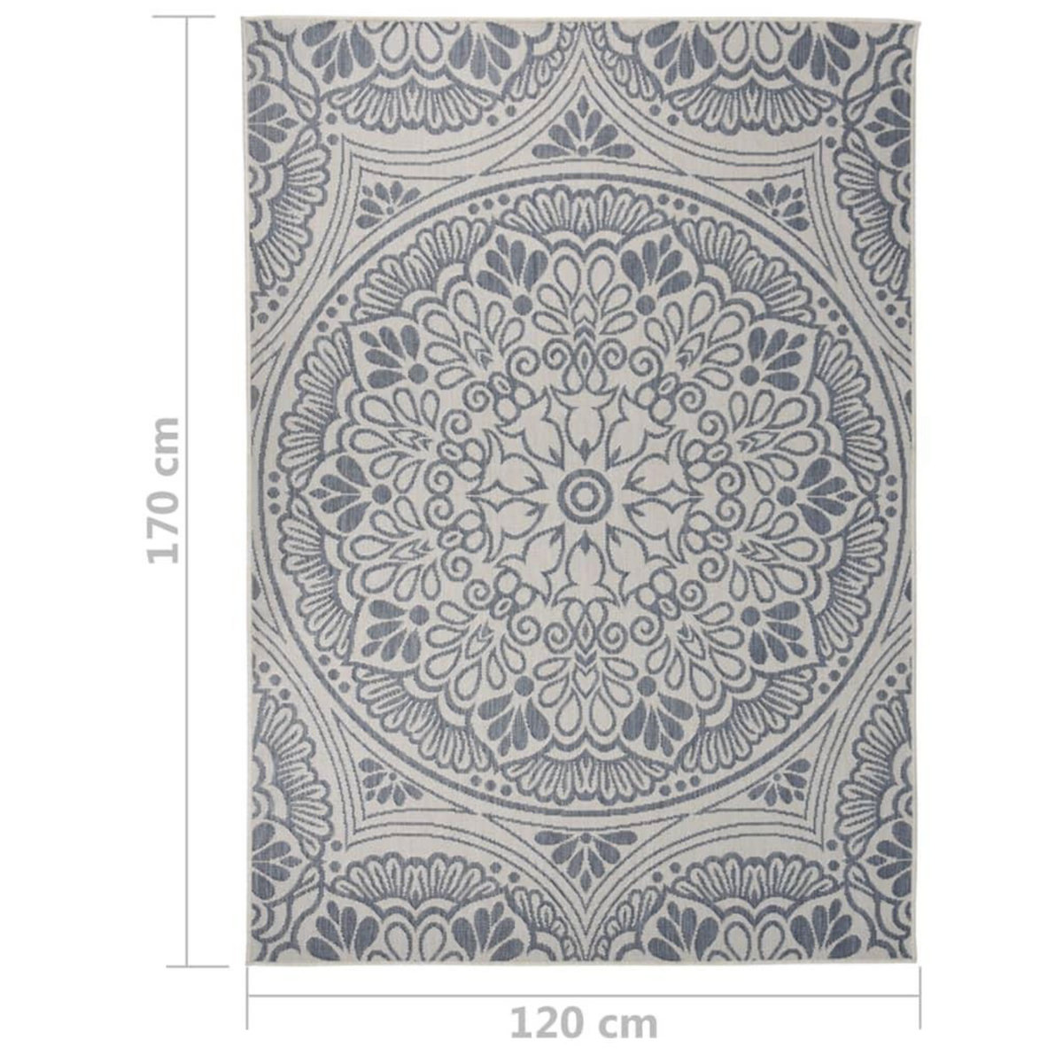 VIDAXL Tapis a tissage plat d'exterieur 120x170 cm Motif bleu