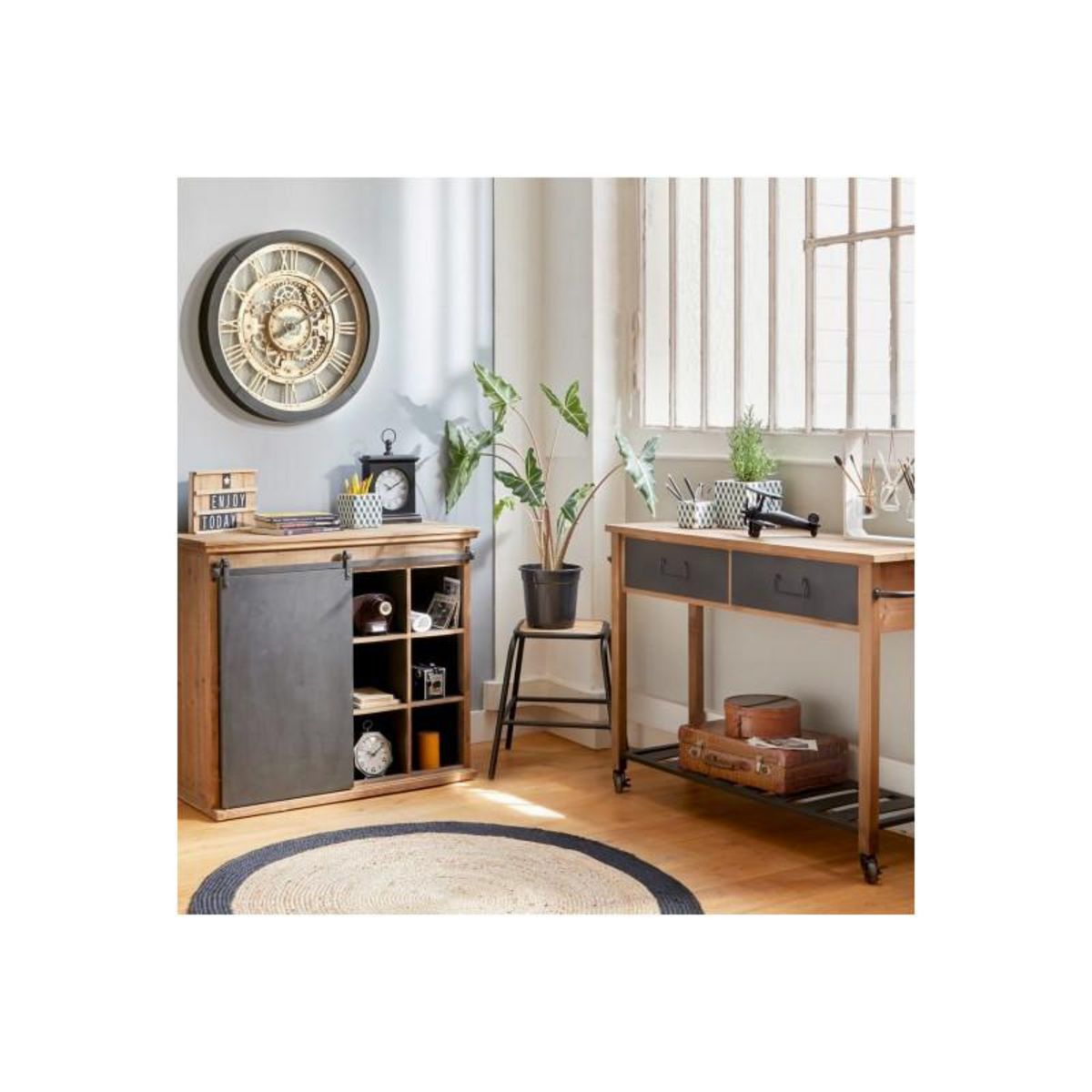 ATMOSPHERA Tapis rond jute bord noir ou blanc diamètre 120 cm Atmosphera -  - Tapis rond 120 cm -  -