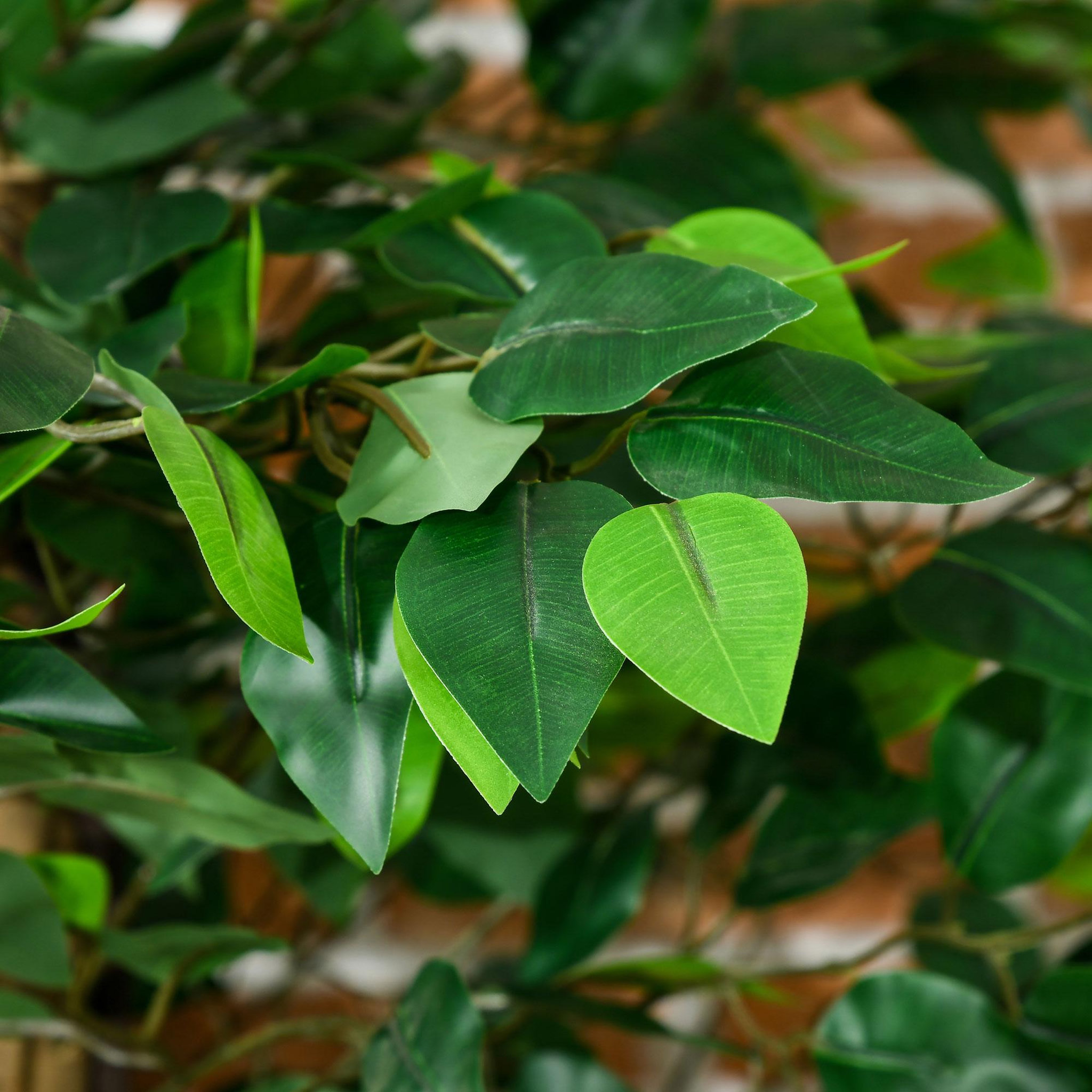 Voir la diapositive 5 : HOMCOM Lot de 2 plantes artificielles arbres ficus H.1,50 m tronc branches liane lichen feuilles grand réalisme pot inclus