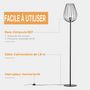 Voir la diapositive 4 : HOMCOM Lampadaire design industriel metal filaire ampoule E27 40 W max. 27,5 x 27,5 x 159 cm noir
