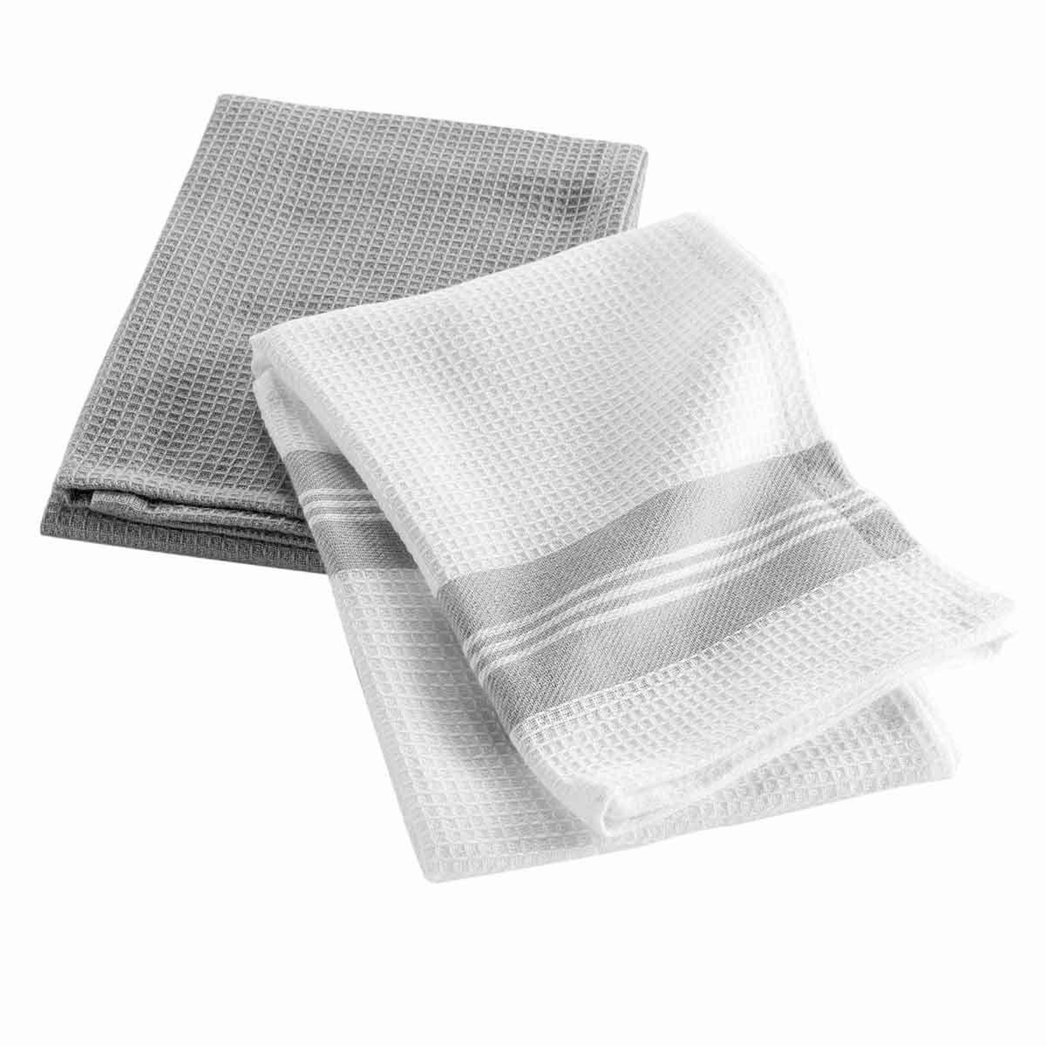 Douceur d'Intérieur Lot de 2 torchons en coton  déjeuner  50x70cm gris