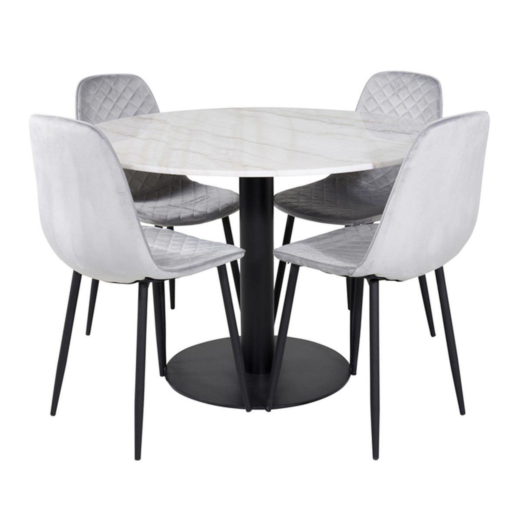 Paris Prix Ensemble table à manger & 4 chaises design  estelle i & polar  106cm blanc & gris