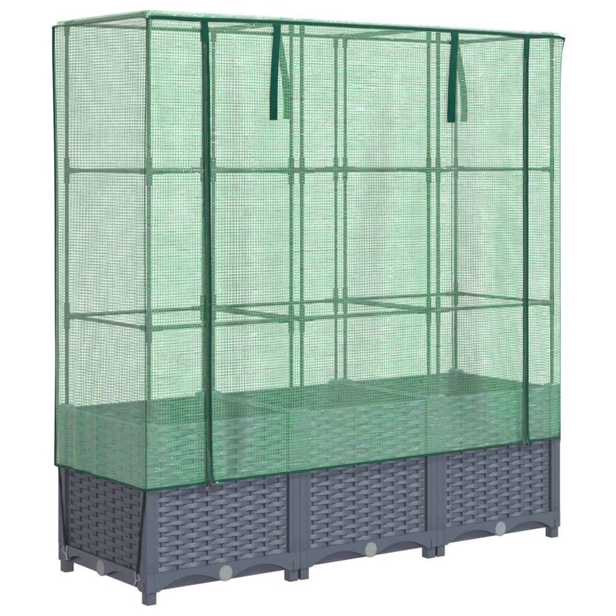 Voir la diapositive 2 : VIDAXL Jardiniere surelevee avec housse aspect rotin 120x40x138 cm