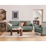 LISA DESIGN Charlie - canapé droit 3 places - convertible avec coffre - en tissu. Coloris disponibles : Beige, Jaune, Vert, Gris, Orange