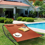 Voir la diapositive 4 : ID MARKET Lit bain de soleil 180 cm avec toile terracotta et structure gris foncé