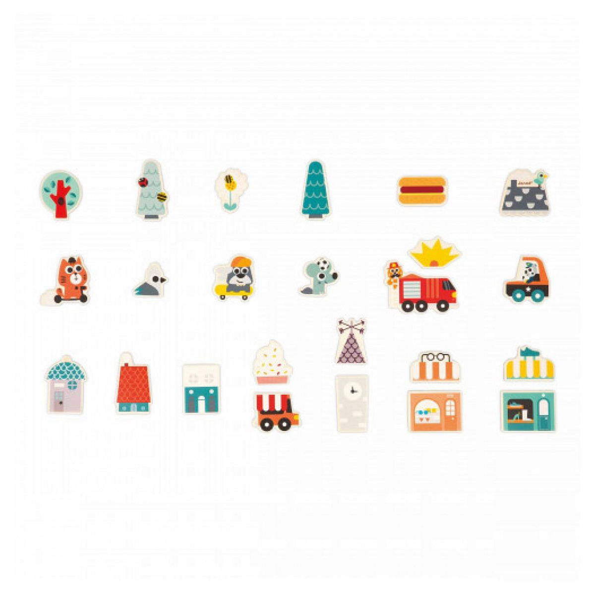 Juratoys-Janod Set de 24 Magnets en Bois Ville Janod pour Enfants