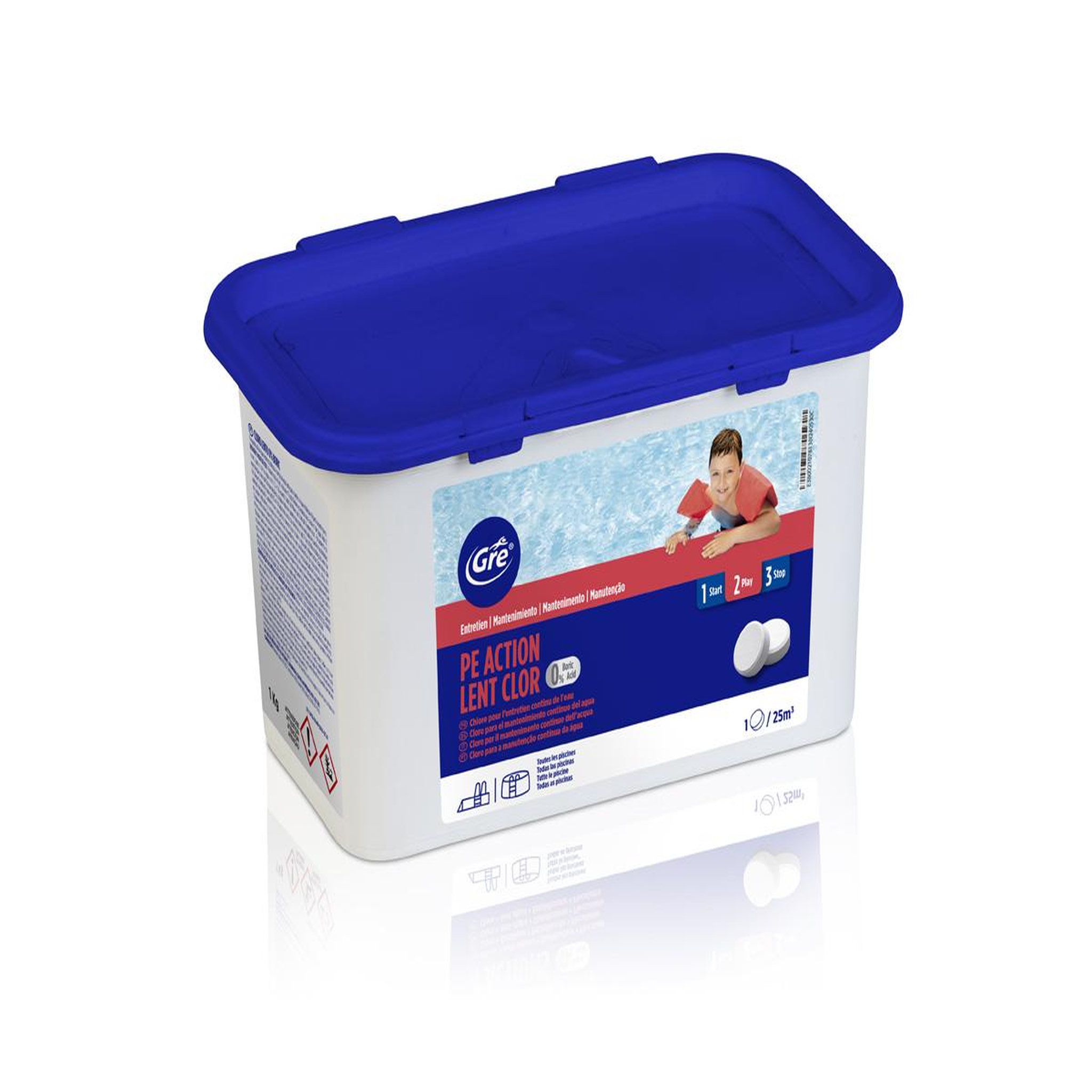 GRE Chlore lent sans acide borique 1 kg - gré