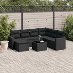 VIDAXL Salon de jardin 8 pcs avec coussins noir resine tressee