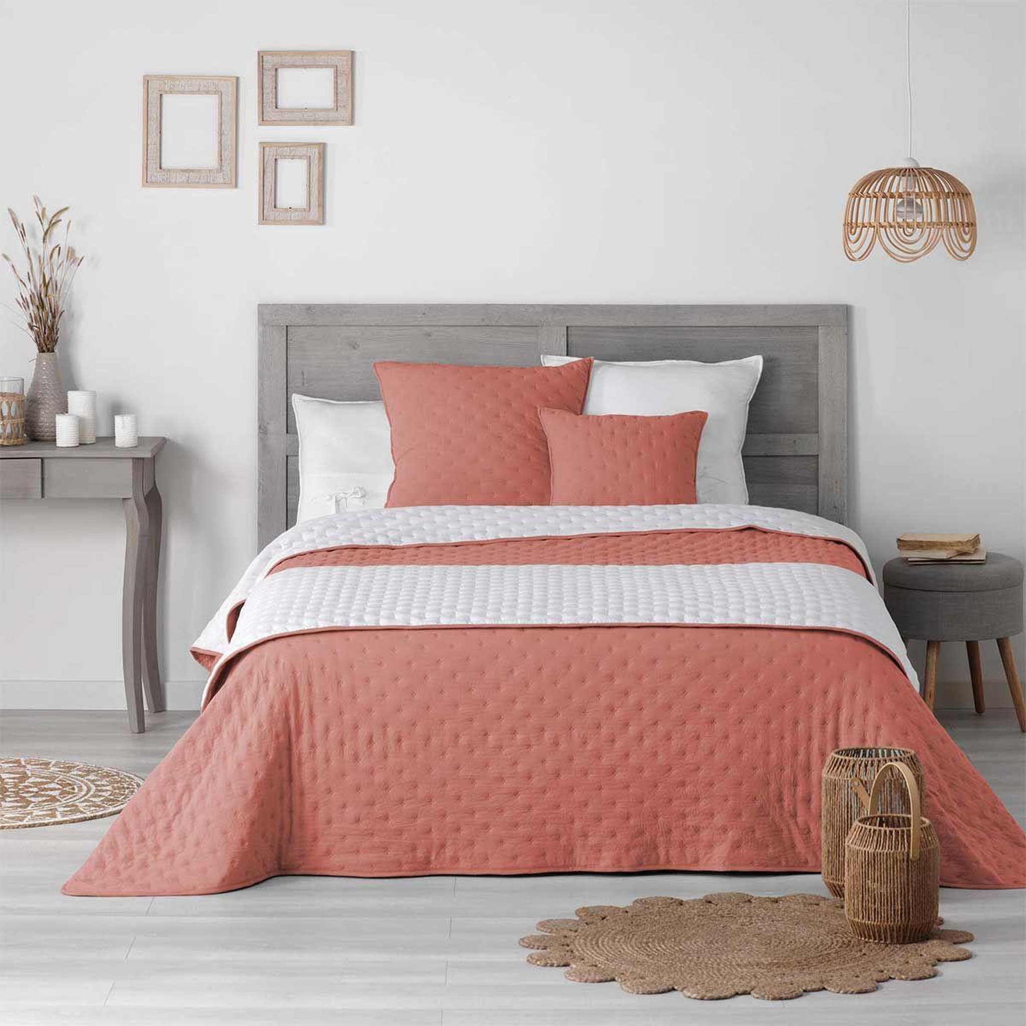 Voir la diapositive 3 : Douceur d'Intérieur Housse de coussin  mellow  40x40cm terracotta & blanc