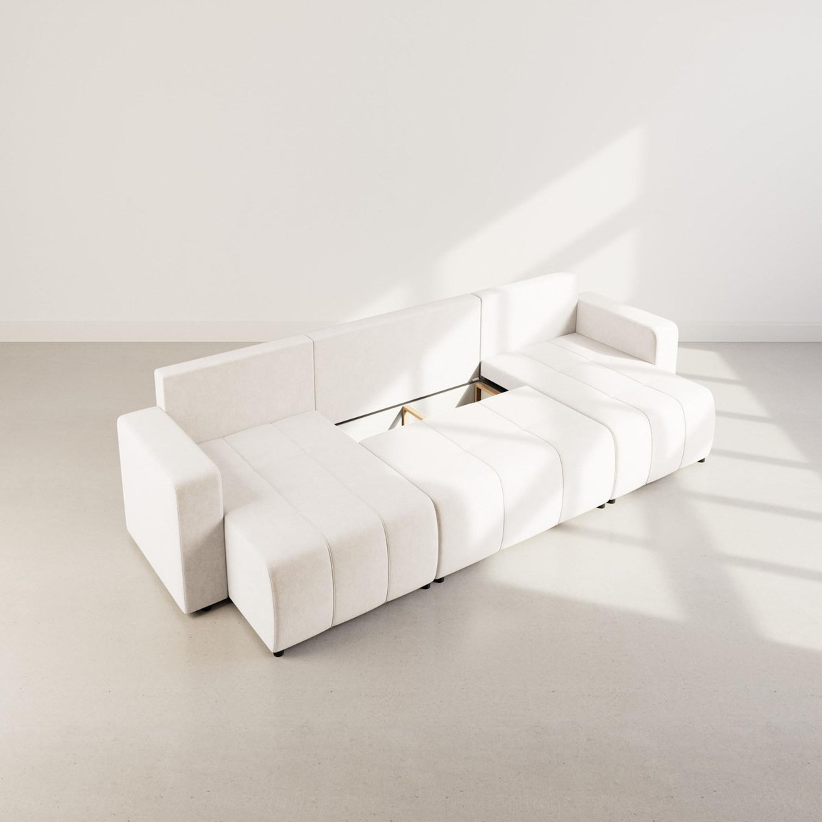 BEST MOBILIER Nicole - canapé panoramique en u 7 places convertible avec coffre en tissu