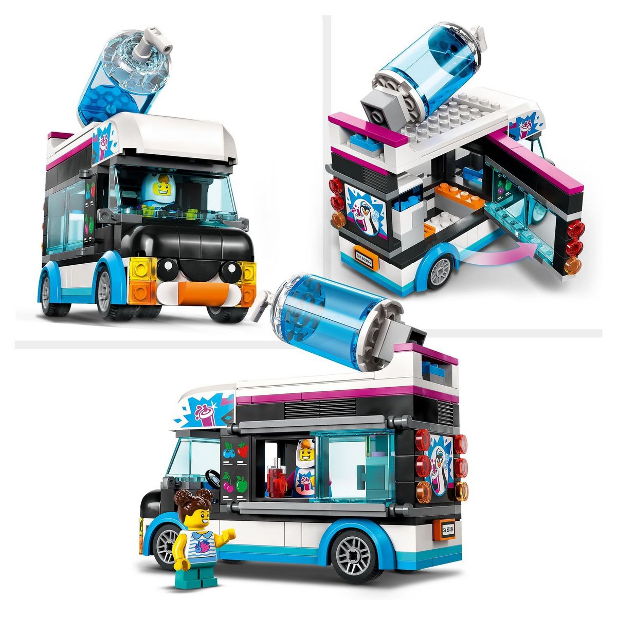 LEGO City 60384 Le camion à granités du pingouin, Jouet Camion pour Enfants de 5 Ans, Jeu de Véhicule d'Été avec Figurines
