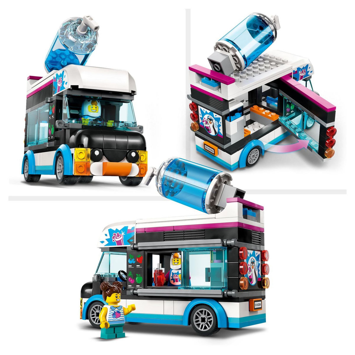 LEGO City 60384 Le camion à granités du pingouin, Jouet Camion pour Enfants de 5 Ans, Jeu de Véhicule d'Été avec Figurines