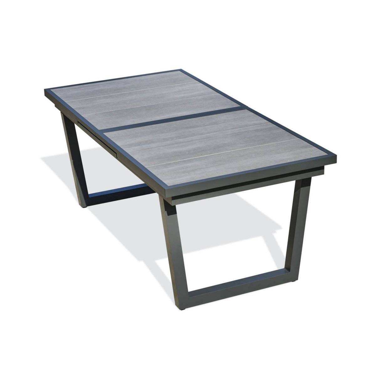 Table de jardin rectangulaire - 8/10 places - Aluminium et plateau céramique - Anthracite - OLHOS