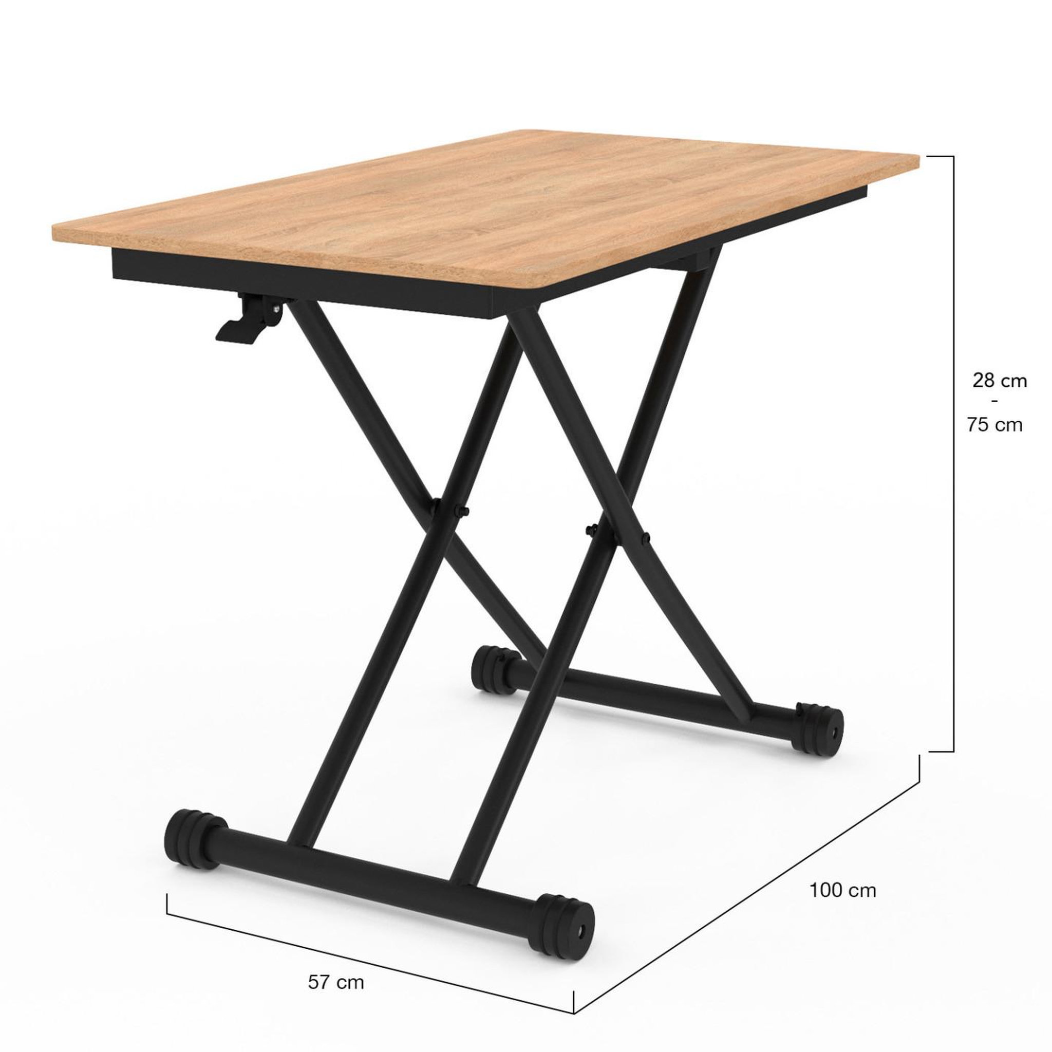 Voir la diapositive 6 : ID MARKET Table basse fixe relevable en table à manger rectangulaire urbana 100 cm bois et noir design industriel