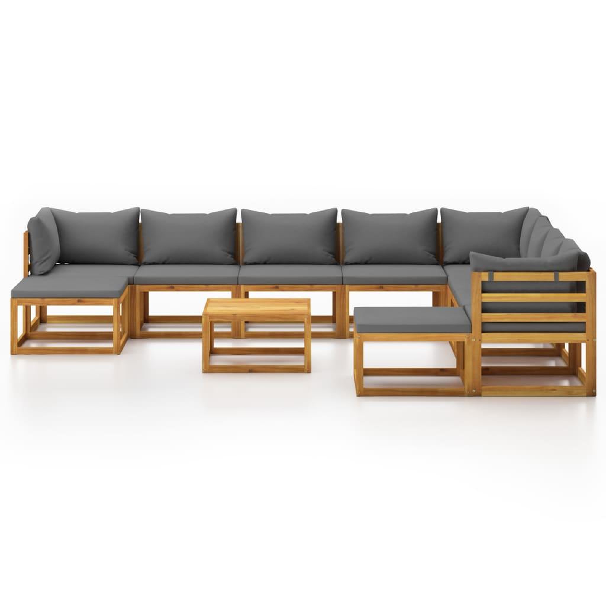 Voir la diapositive 3 : VIDAXL Salon de jardin 11 pcs avec coussin Bois d'acacia solide