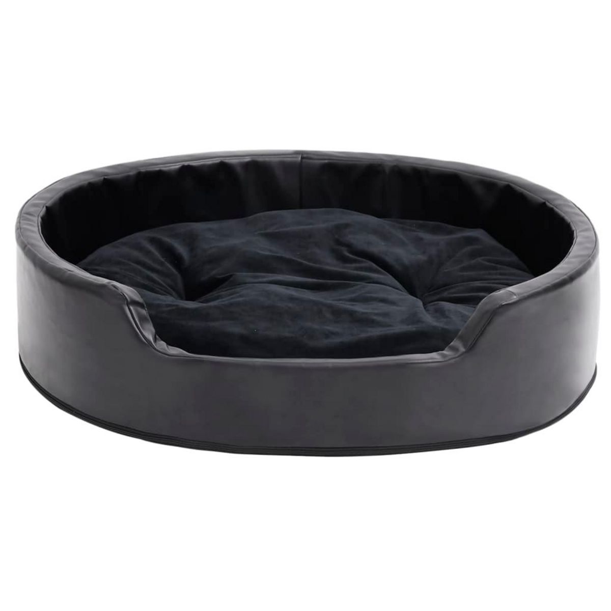 VIDAXL Lit pour chiens Noir 79x70x19 cm Peluche et similicuir