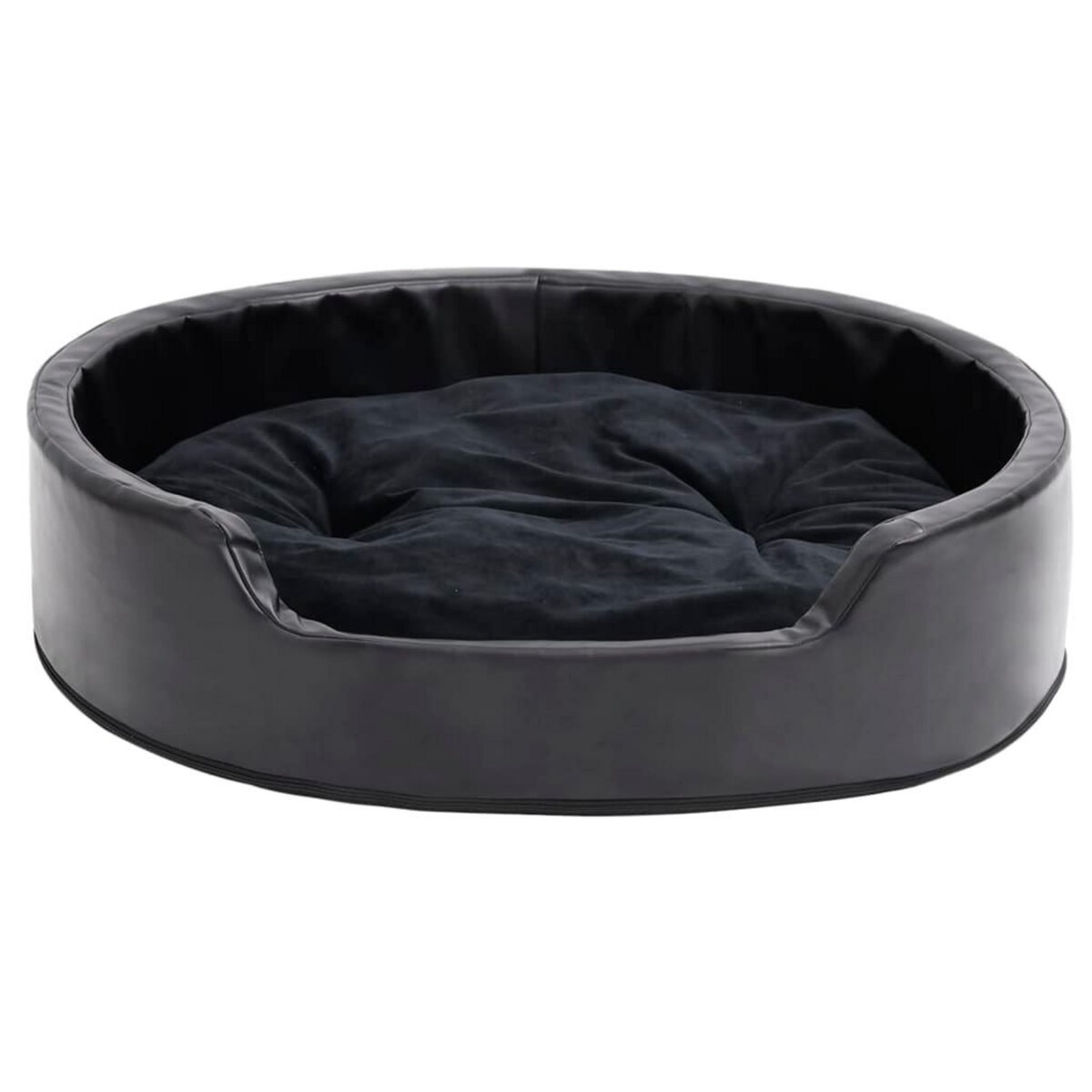 VIDAXL Lit pour chiens Noir 79x70x19 cm Peluche et similicuir