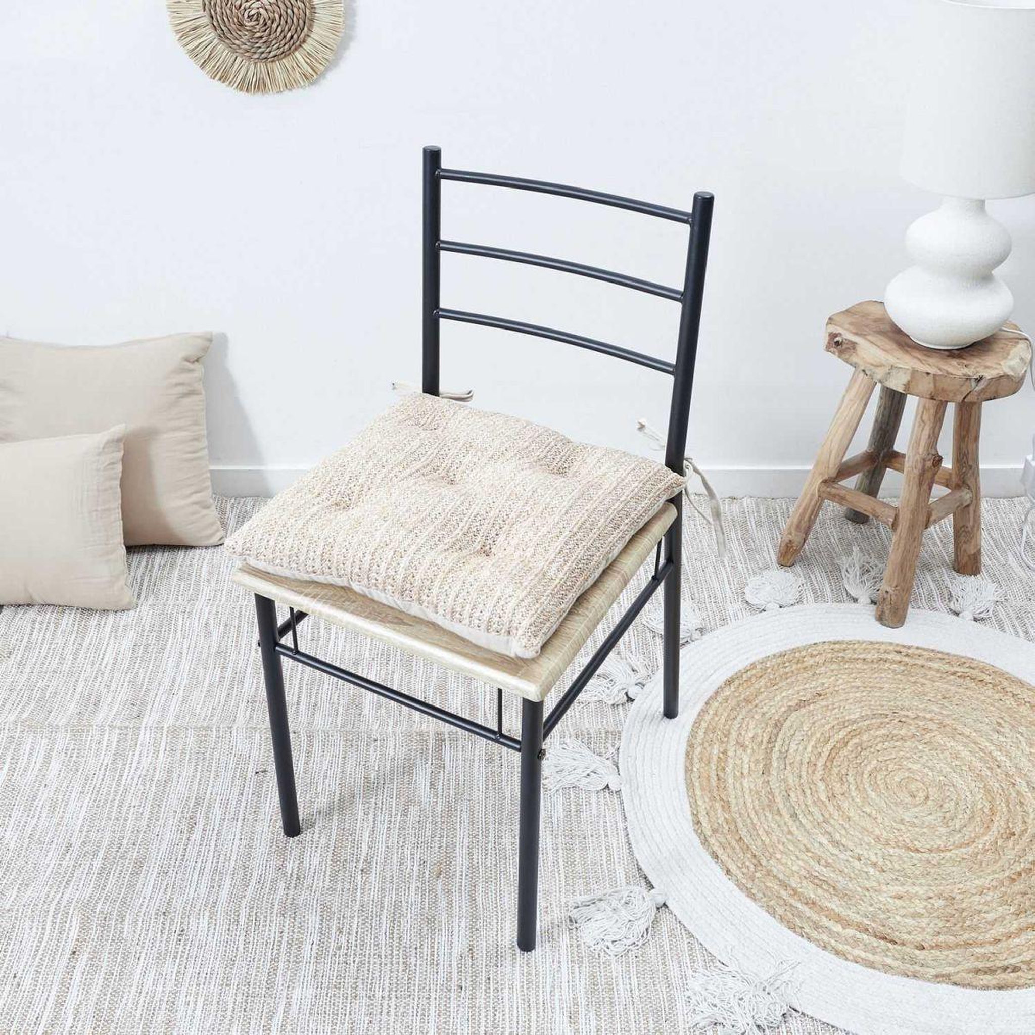 Voir la diapositive 4 : The Home Deco Factory Galette de chaise  réversible  40x40cm naturel
