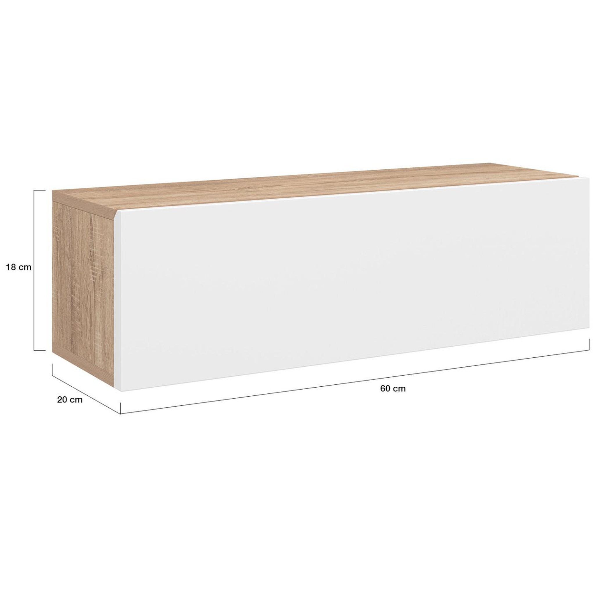 Voir la diapositive 5 : ID MARKET Lot de 2 consoles suspendues étagères murales elyos 1 porte bois et blanc