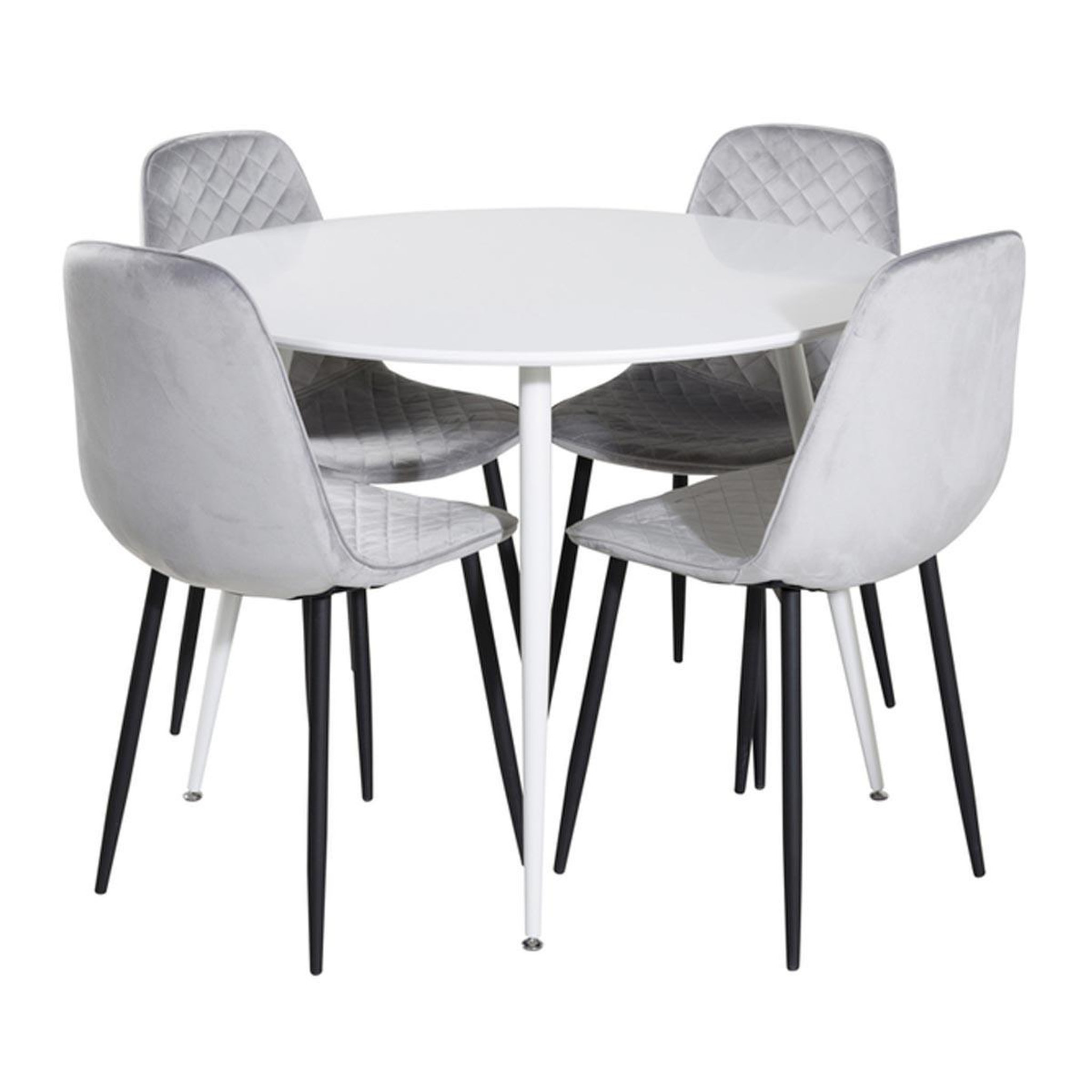 Paris Prix Ensemble table à manger & 4 chaises design  plaza & polar  100cm blanc & gris