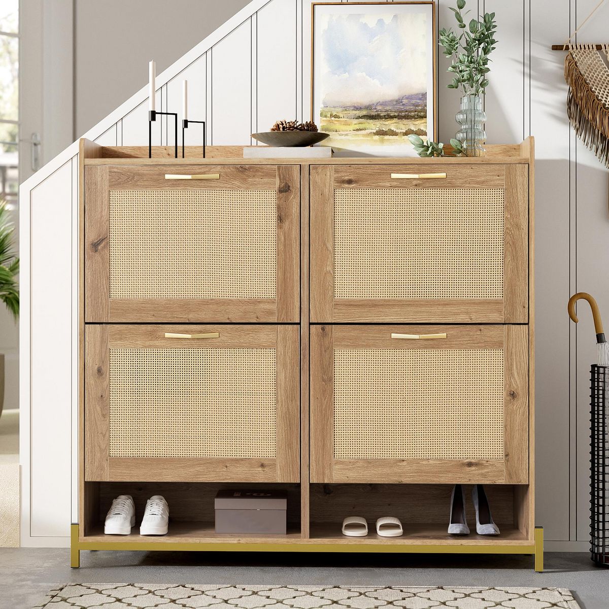 MERAX Meuble à chaussures 20 paires 4 étagères coloris naturel mdf