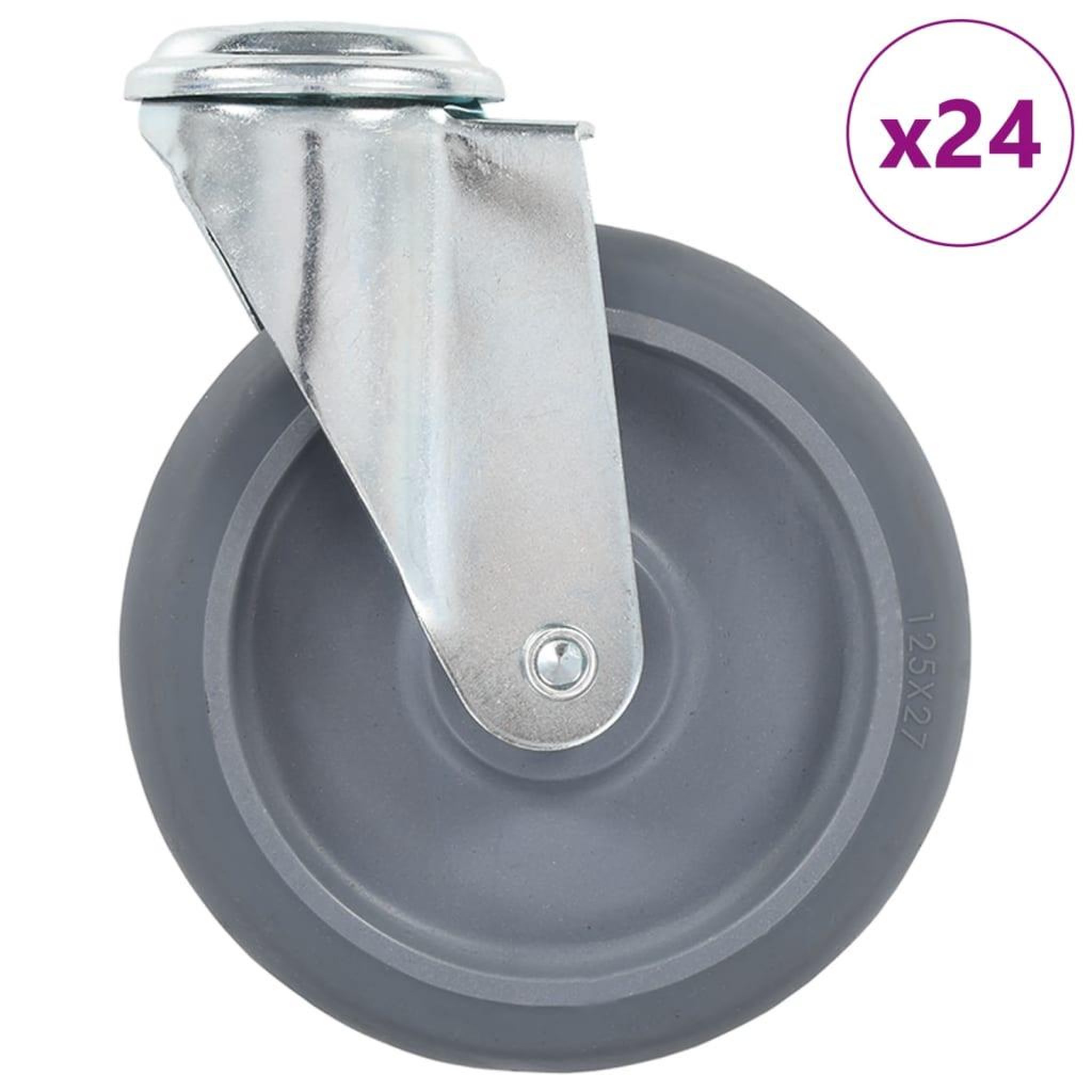 VIDAXL 24 pcs Roulettes pivotantes a trou de boulon 125 mm