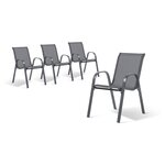 Inkazen Lot de 4 chaises de jardin empilables - Acier/Polyester - Anthracite