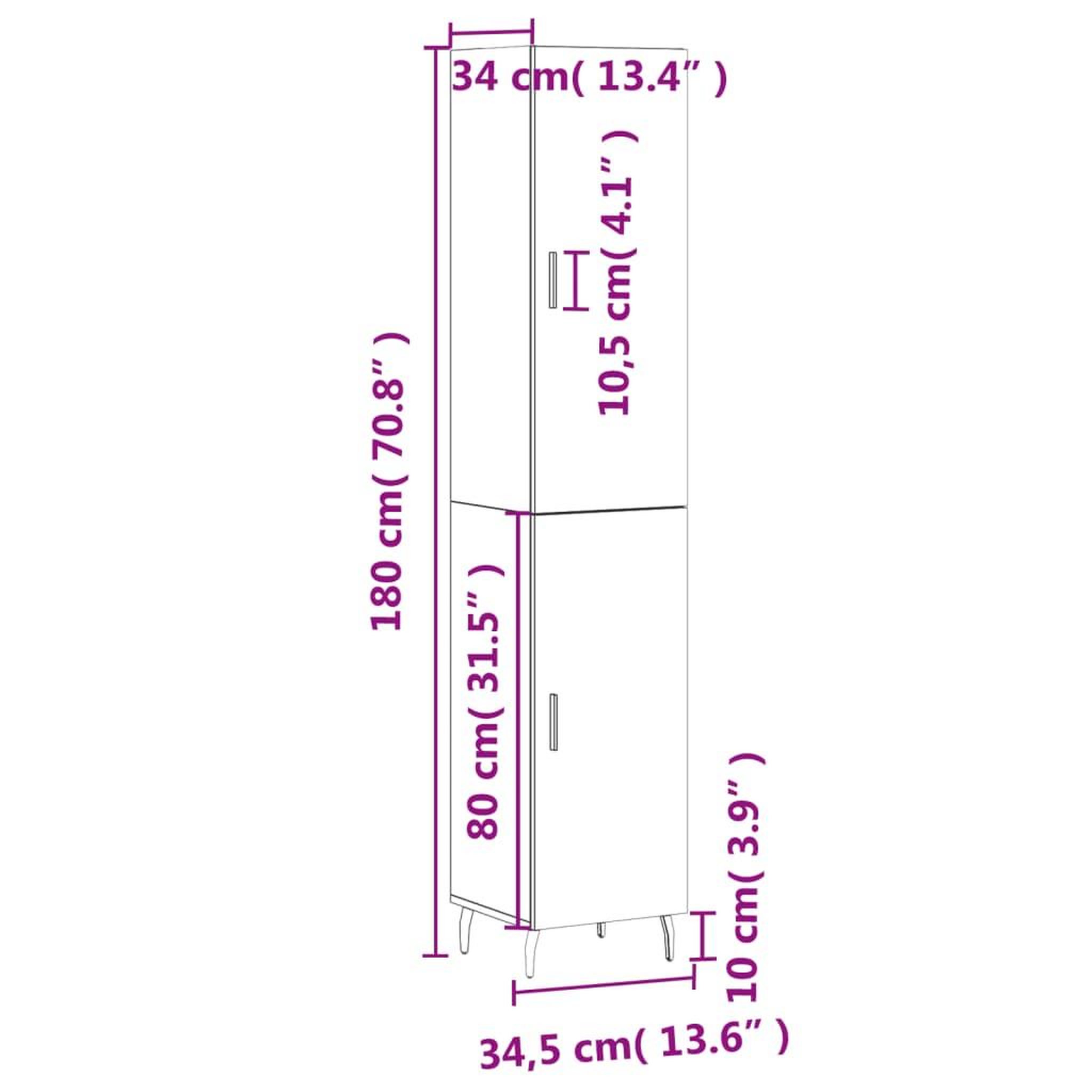 Voir la diapositive 6 : VIDAXL Buffet haut Chene fume 34,5x34x180 cm Bois d'ingenierie