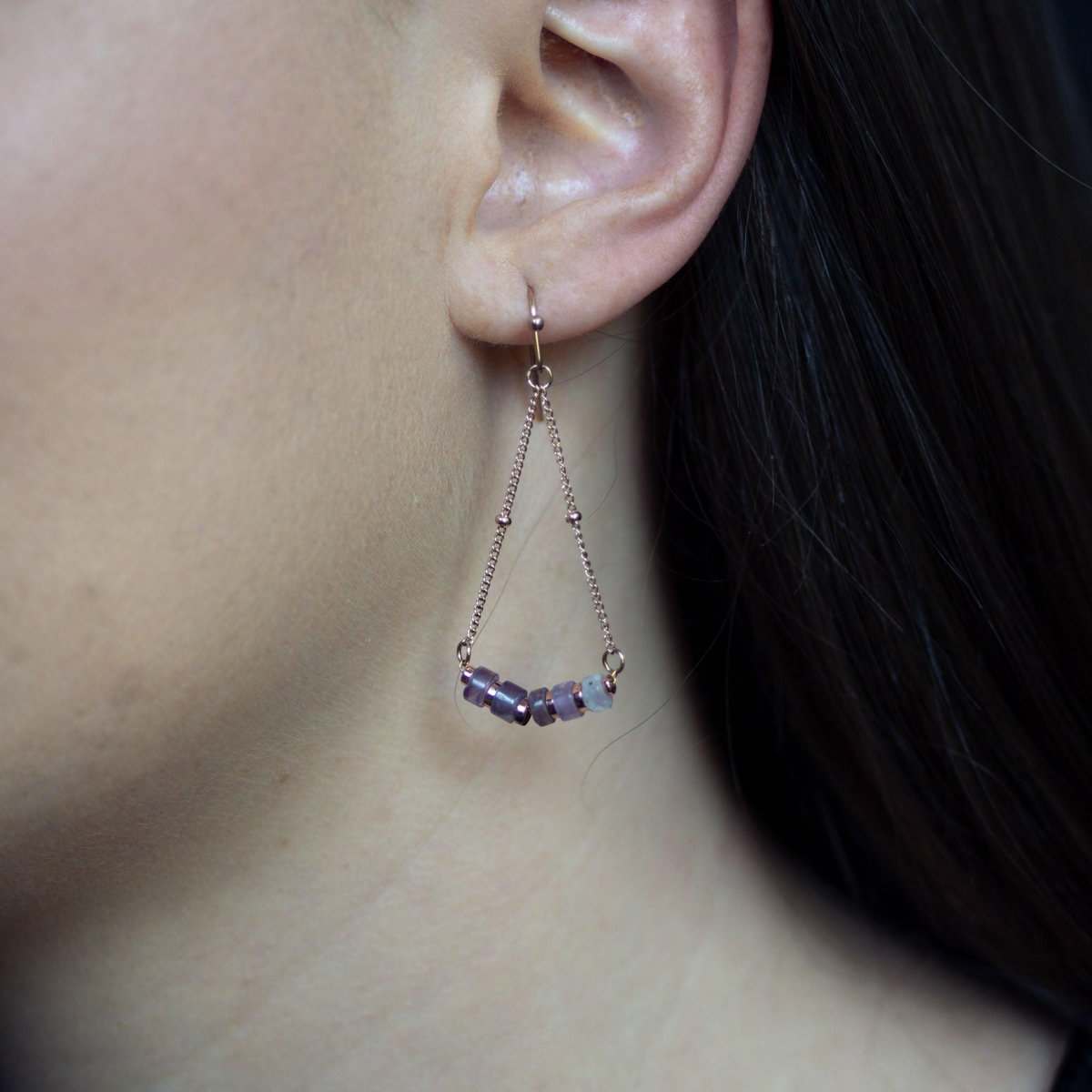 SLOYA Boucles d'oreilles Piana en pierres Améthyste