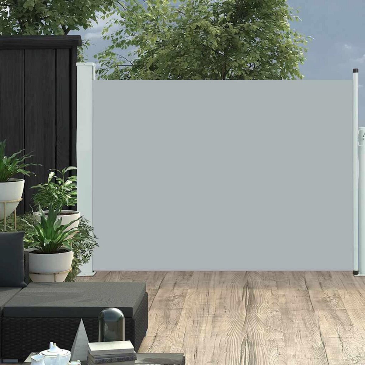 VIDAXL Auvent lateral retractable de patio 100x500 cm Gris