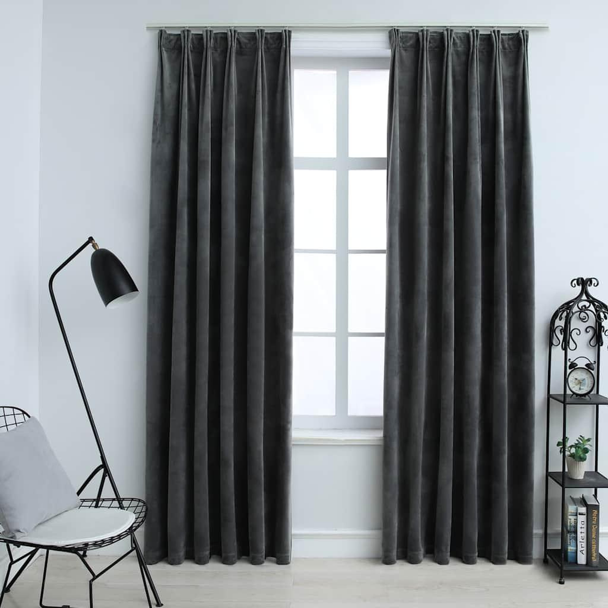 VIDAXL Rideaux occultants et crochet 2pcs Velours Anthracite 140x175cm