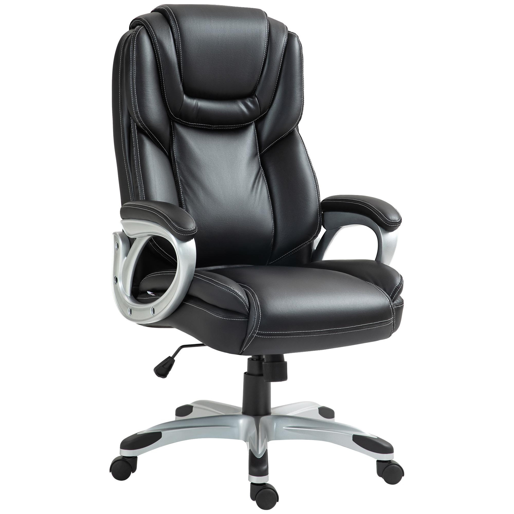 HOMCOM Chaise de bureau direction réglable grand confort - fonction bascule verrouillable - synthétique noir